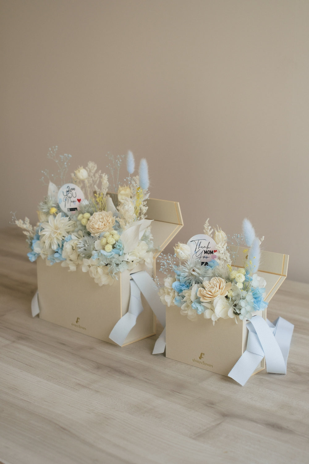 ◆母の日限定◆Flower BAG No.1／フラワーバッグアレンジ　5 Mom’s Colors White／ホワイト　ドライ&amp;プリザーブドフラワー