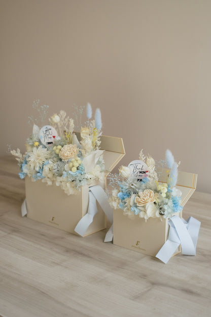 ◆母の日限定◆Flower BAG No.1／フラワーバッグアレンジ　5 Mom’s Colors White／ホワイト　ドライ&amp;プリザーブドフラワー