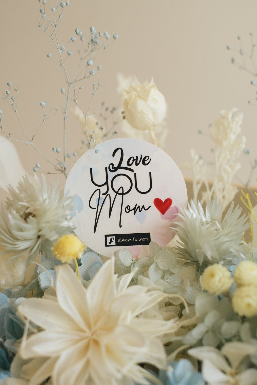 ◆母の日限定◆Flower BAG No.1／フラワーバッグアレンジ　5 Mom’s Colors White／ホワイト　ドライ&amp;プリザーブドフラワー