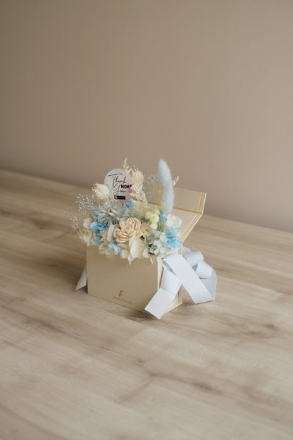 ◆母の日限定◆Flower BAG No.1／フラワーバッグアレンジ　5 Mom’s Colors White／ホワイト　ドライ&amp;プリザーブドフラワー