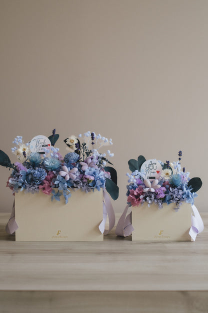 ◆母の日限定◆Flower BAG No.1／フラワーバッグアレンジ　5 Mom’s Colors Blue／ブルー　ドライ&amp;プリザーブドフラワー
