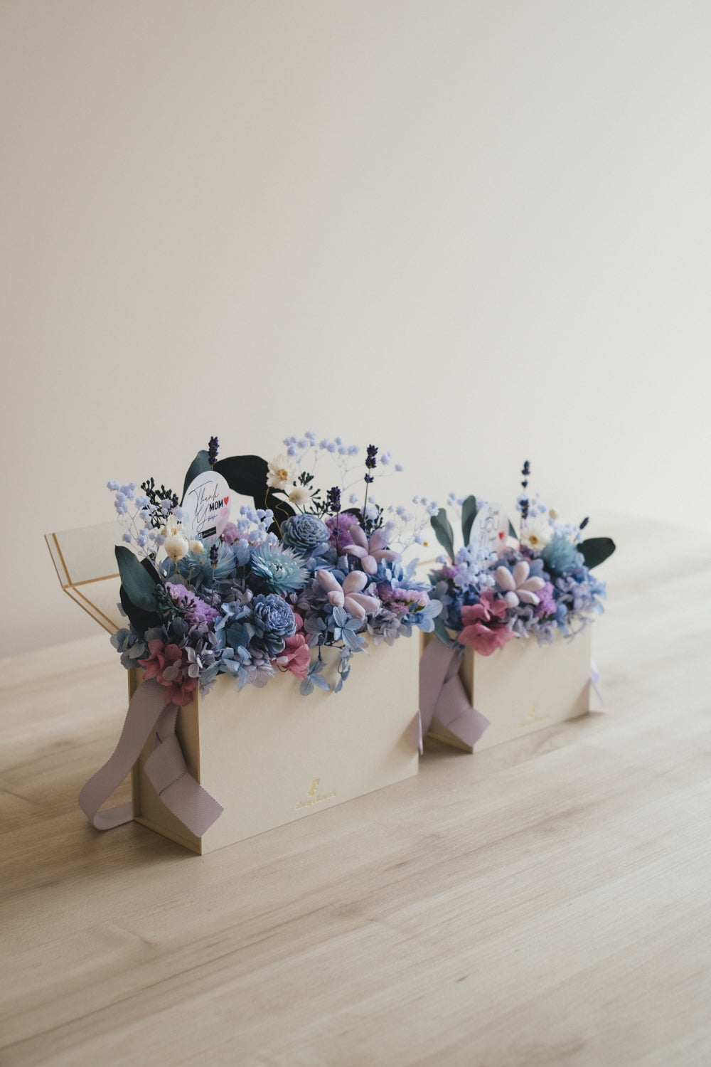 ◆母の日限定◆Flower BAG No.1／フラワーバッグアレンジ　5 Mom’s Colors Blue／ブルー　ドライ&amp;プリザーブドフラワー