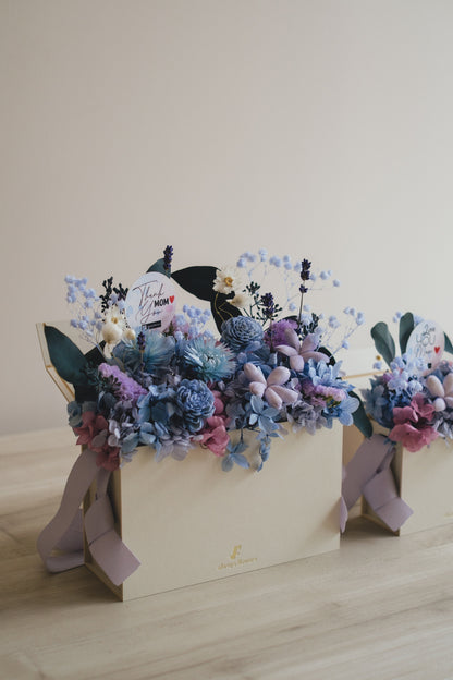 ◆母の日限定◆Flower BAG No.1／フラワーバッグアレンジ　5 Mom’s Colors Blue／ブルー　ドライ&amp;プリザーブドフラワー
