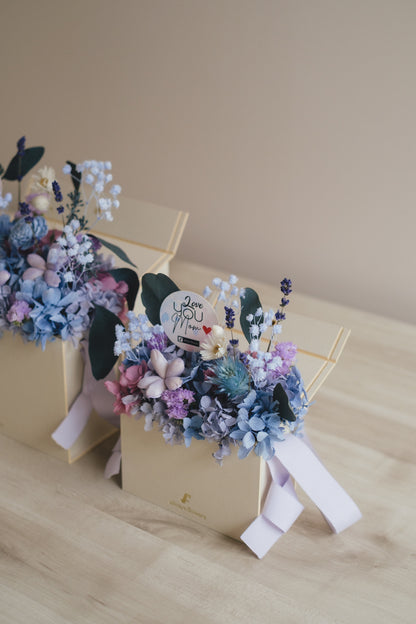 ◆母の日限定◆Flower BAG No.1／フラワーバッグアレンジ　5 Mom’s Colors Blue／ブルー　ドライ&amp;プリザーブドフラワー