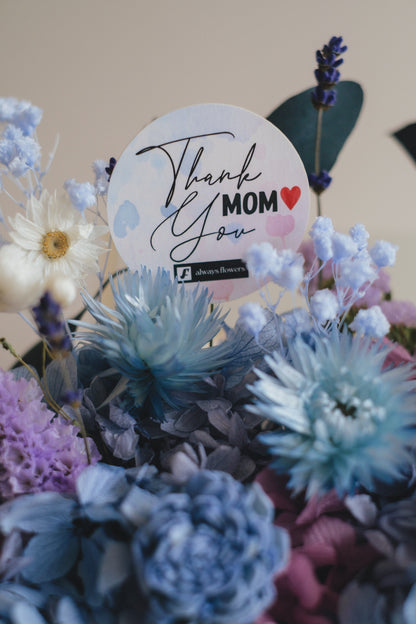 ◆母の日限定◆Flower BAG No.1／フラワーバッグアレンジ　5 Mom’s Colors Blue／ブルー　ドライ&amp;プリザーブドフラワー