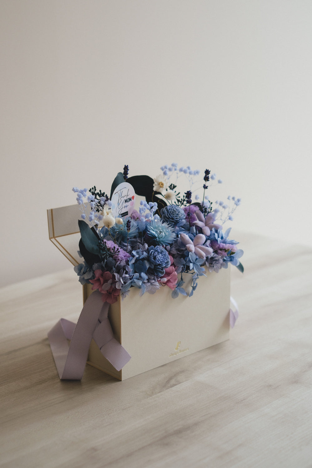 ◆母の日限定◆Flower BAG No.1／フラワーバッグアレンジ　5 Mom’s Colors Blue／ブルー　ドライ&amp;プリザーブドフラワー