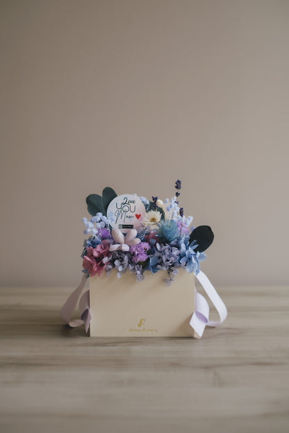 ◆母の日限定◆Flower BAG No.1／フラワーバッグアレンジ　5 Mom’s Colors Blue／ブルー　ドライ&amp;プリザーブドフラワー