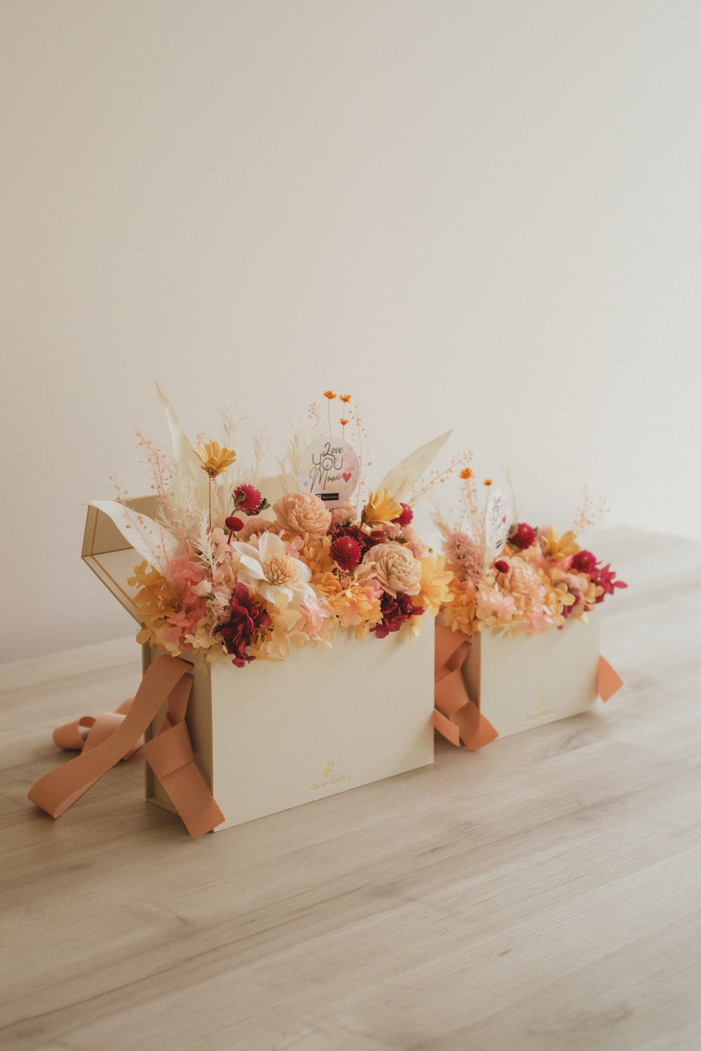 ◆母の日限定◆Flower BAG No.1／フラワーバッグアレンジ　5 Mom’s Colors Orange／オレンジ　ドライ&amp;プリザーブドフラワー