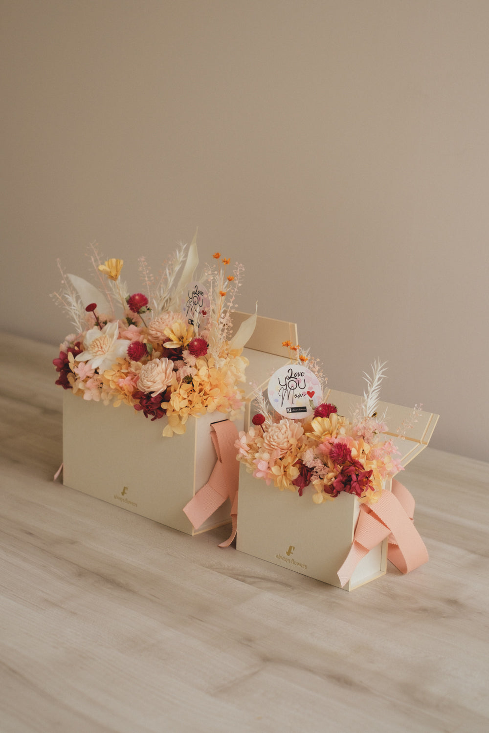 ◆母の日限定◆Flower BAG No.1／フラワーバッグアレンジ　5 Mom’s Colors Orange／オレンジ　ドライ&amp;プリザーブドフラワー