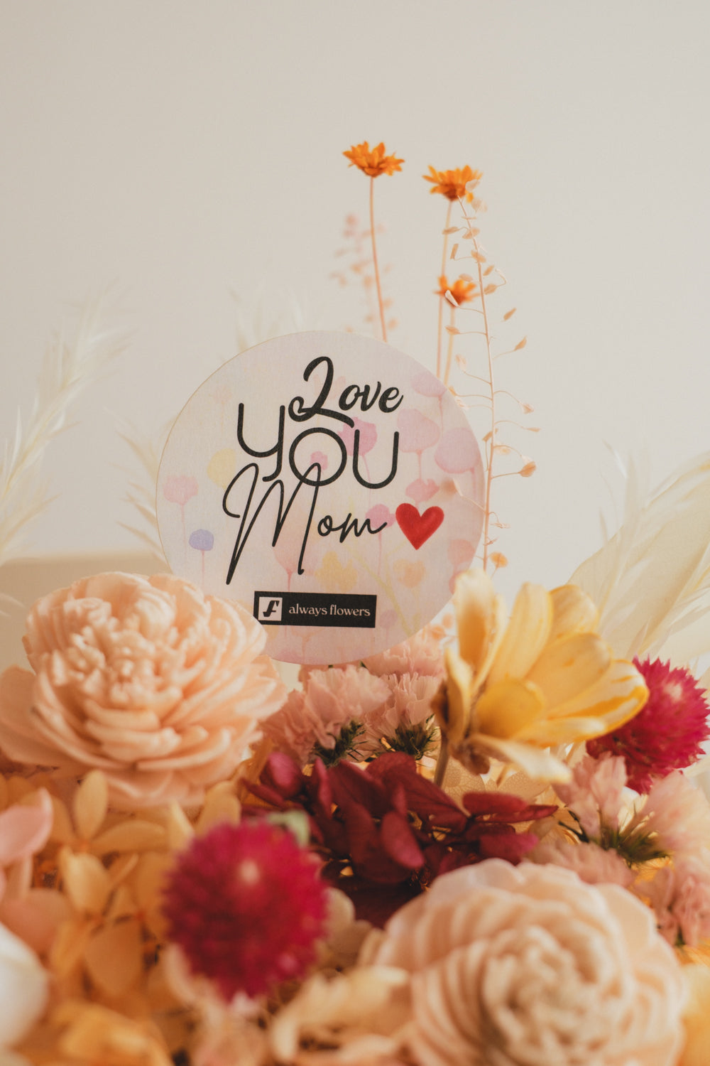 ◆母の日限定◆Flower BAG No.1／フラワーバッグアレンジ　5 Mom’s Colors Orange／オレンジ　ドライ&amp;プリザーブドフラワー