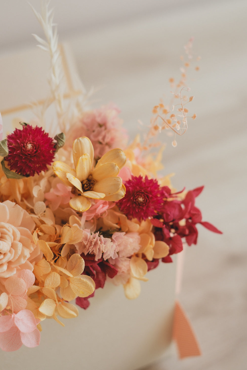 ◆母の日限定◆Flower BAG No.1／フラワーバッグアレンジ　5 Mom’s Colors Orange／オレンジ　ドライ&amp;プリザーブドフラワー