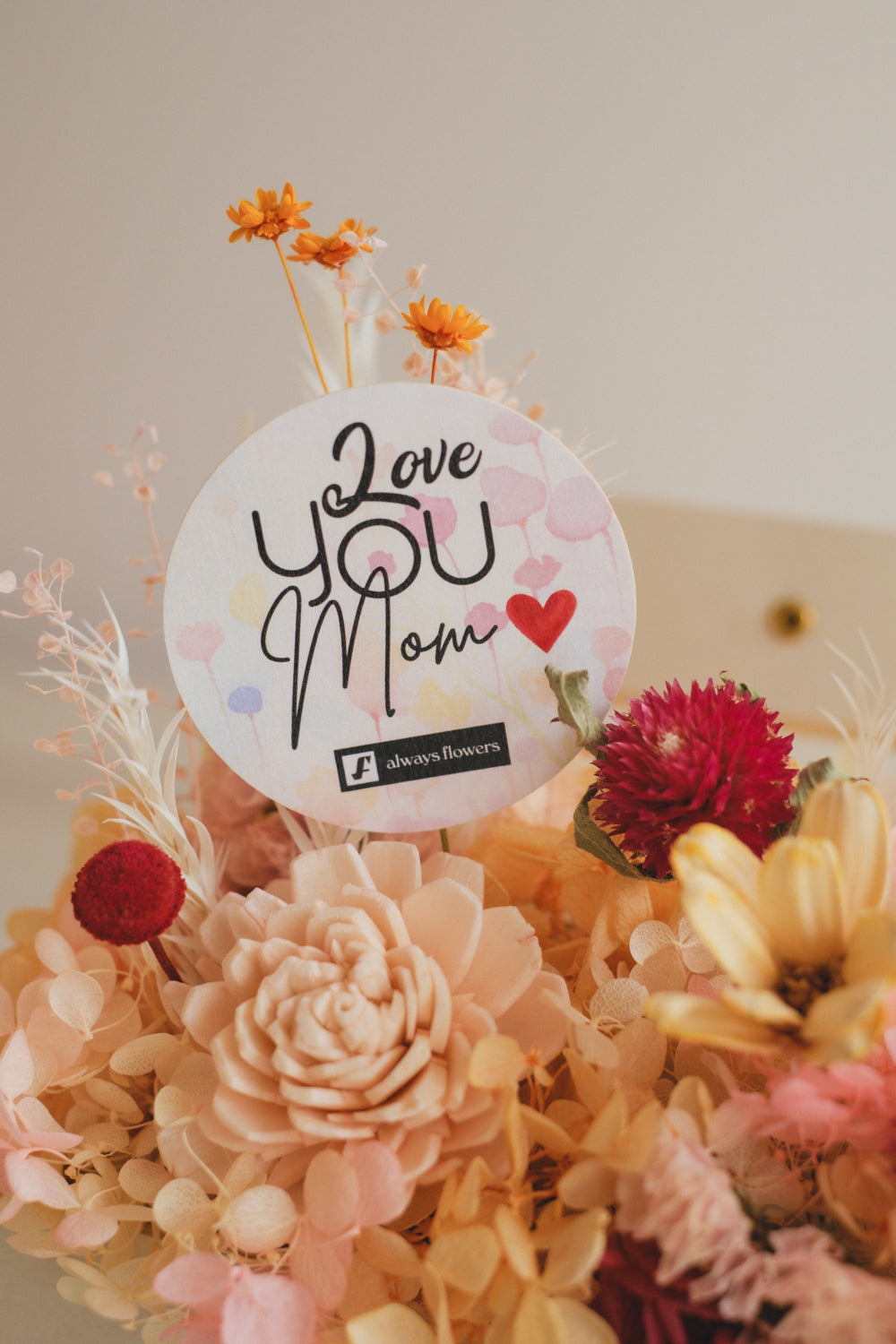 ◆母の日限定◆Flower BAG No.1／フラワーバッグアレンジ　5 Mom’s Colors Orange／オレンジ　ドライ&amp;プリザーブドフラワー