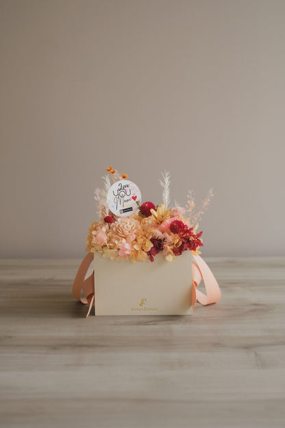 ◆母の日限定◆Flower BAG No.1／フラワーバッグアレンジ　5 Mom’s Colors Orange／オレンジ　ドライ&amp;プリザーブドフラワー