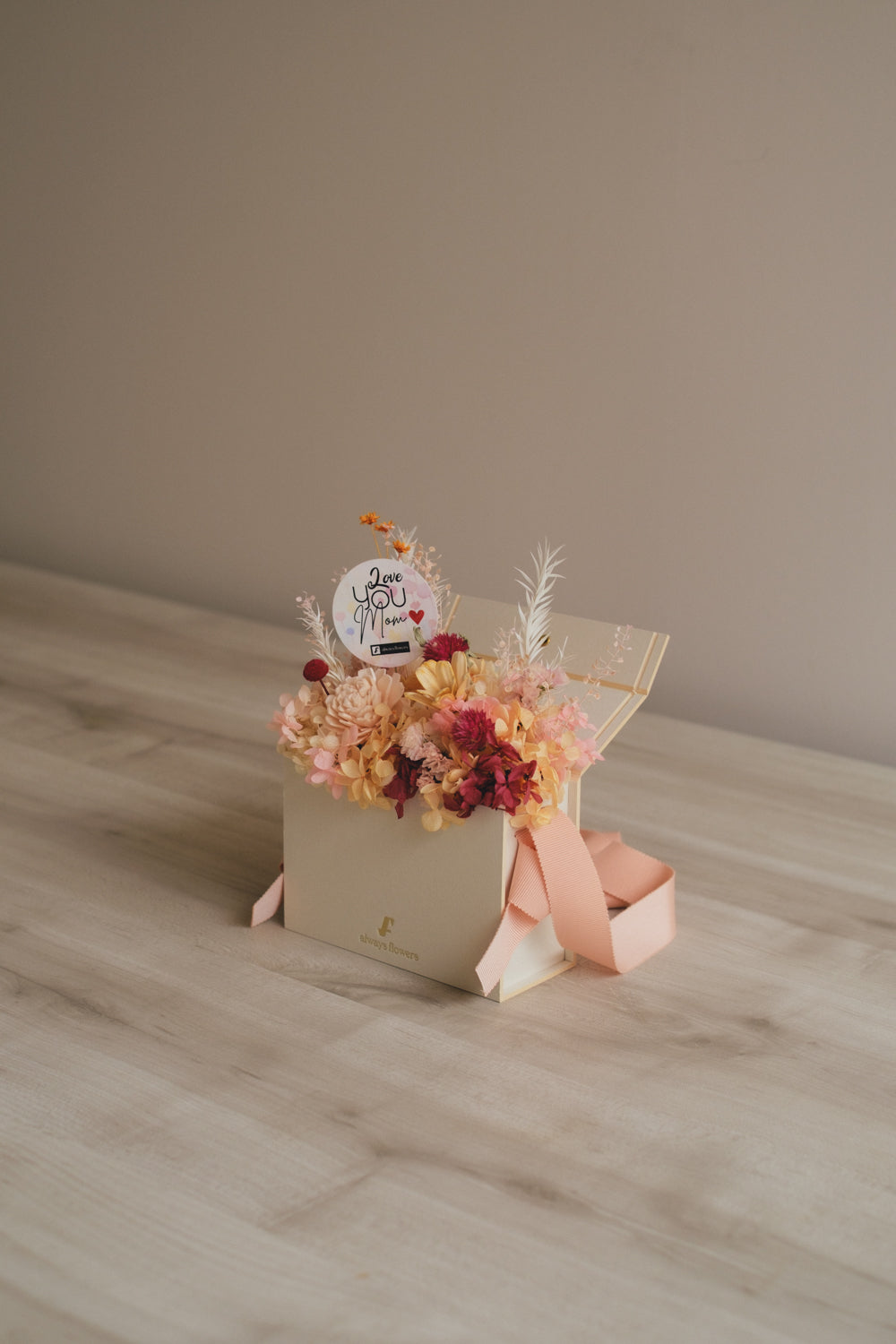 ◆母の日限定◆Flower BAG No.1／フラワーバッグアレンジ　5 Mom’s Colors Orange／オレンジ　ドライ&amp;プリザーブドフラワー