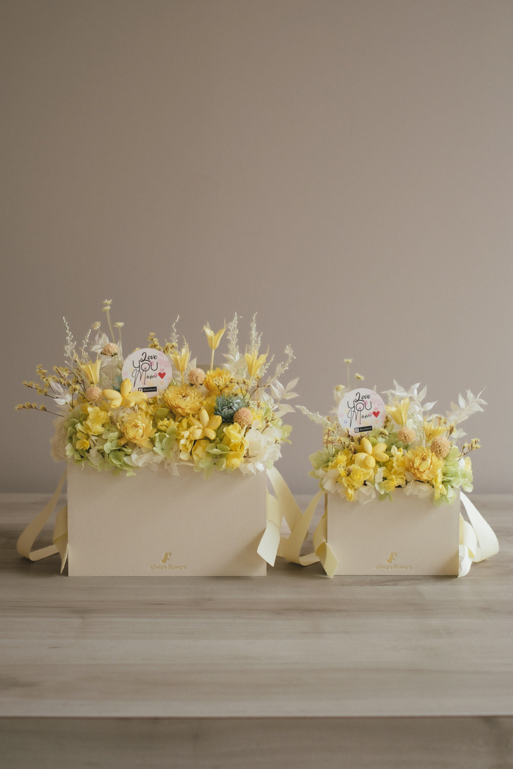 ◆母の日限定◆Flower BAG No.1/フラワーバッグアレンジ 5 Mom’s Colors Yellow/イエロー ドライ&プリザーブドフラワー
