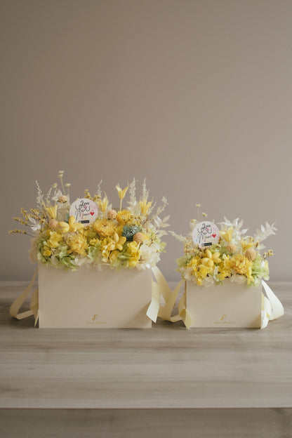 ◆数量限定◆Flower BAG No.1／フラワーバッグアレンジ　5 Mom’s Colors  Yellow／イエロー　ドライ&amp;プリザーブドフラワー