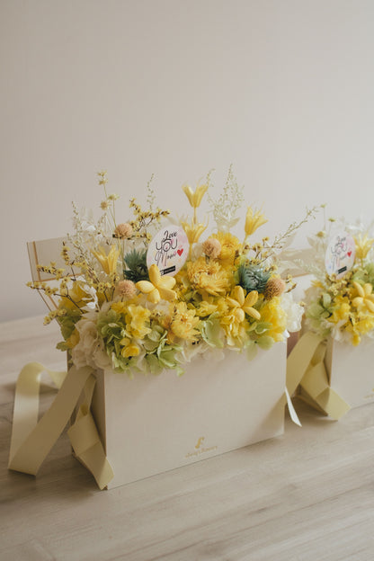 ◆数量限定◆Flower BAG No.1／フラワーバッグアレンジ　5 Mom’s Colors  Yellow／イエロー　ドライ&amp;プリザーブドフラワー