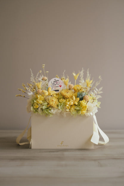 ◆数量限定◆Flower BAG No.1／フラワーバッグアレンジ　5 Mom’s Colors  Yellow／イエロー　ドライ&amp;プリザーブドフラワー