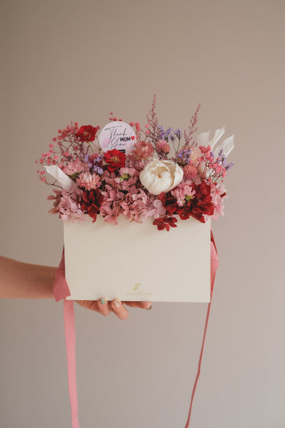 ◆母の日限定◆Flower BAG No.1／フラワーバッグアレンジ　5 Mom’s Colors  Pink／ピンク　ドライ&amp;プリザーブドフラワー