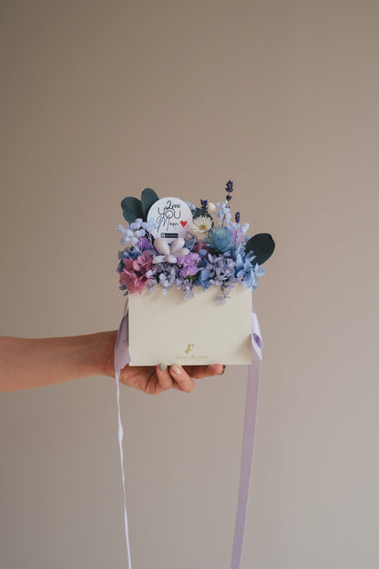 ◆母の日限定◆Flower BAG No.1／フラワーバッグアレンジ　5 Mom’s Colors Blue／ブルー　ドライ&amp;プリザーブドフラワー