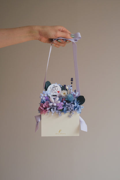 ◆母の日限定◆Flower BAG No.1／フラワーバッグアレンジ　5 Mom’s Colors Blue／ブルー　ドライ&amp;プリザーブドフラワー