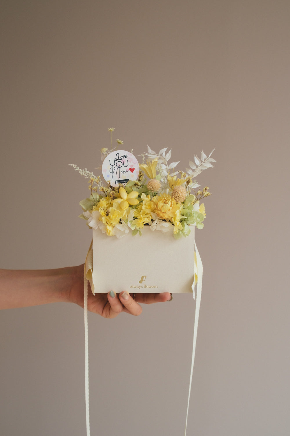◆数量限定◆Flower BAG No.1／フラワーバッグアレンジ　5 Mom’s Colors  Yellow／イエロー　ドライ&amp;プリザーブドフラワー