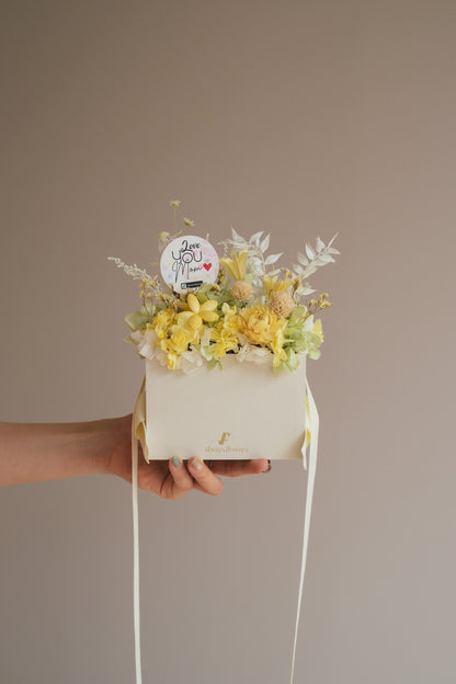 ◆数量限定◆Flower BAG No.1／フラワーバッグアレンジ　5 Mom’s Colors  Yellow／イエロー　ドライ&amp;プリザーブドフラワー