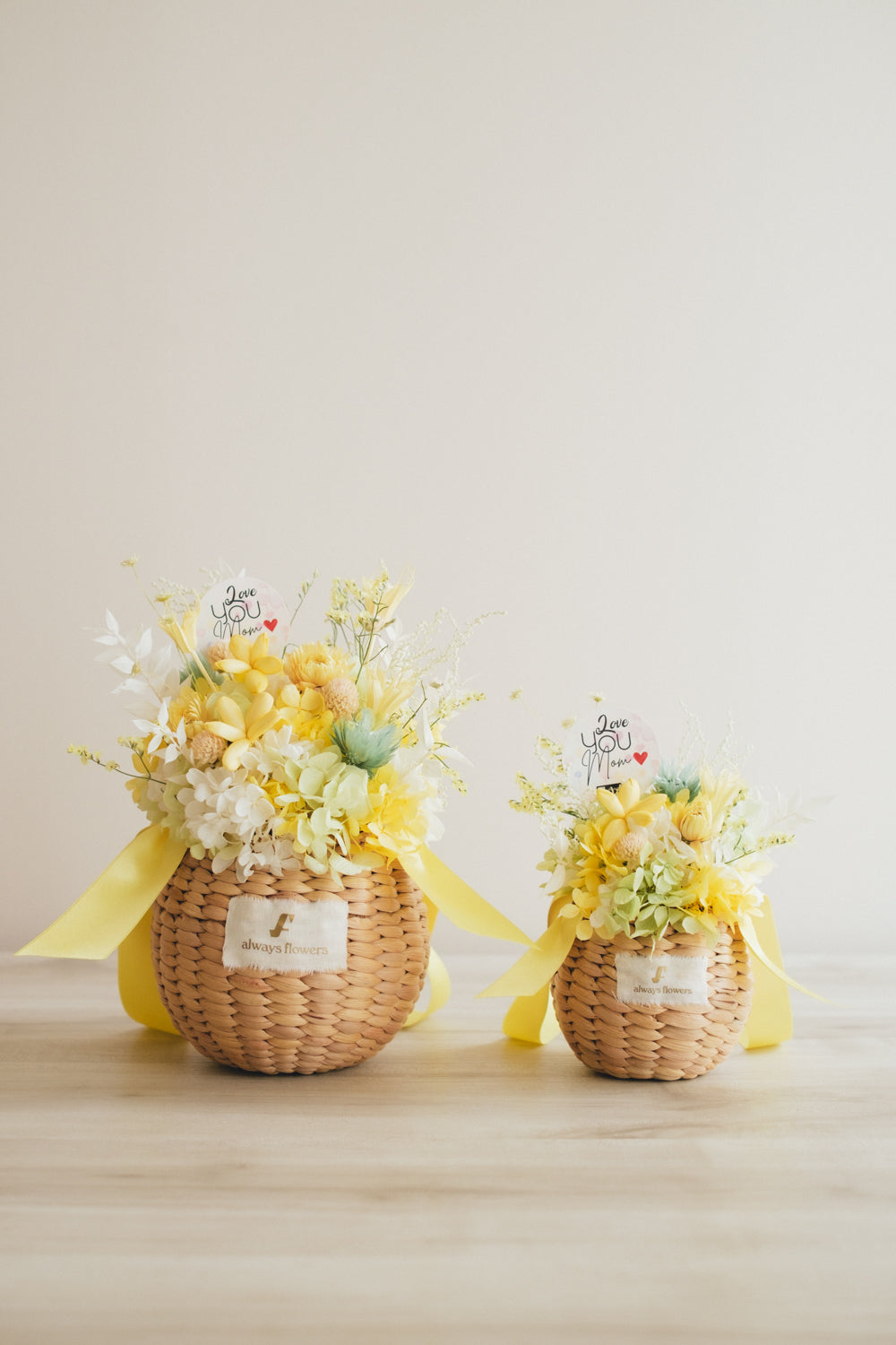 ◆母の日限定◆Flower BAG No.2/カゴバッグアレンジ 5 Mom’s Colors Yellow/イエロー ドライ&プリザーブドフラワー