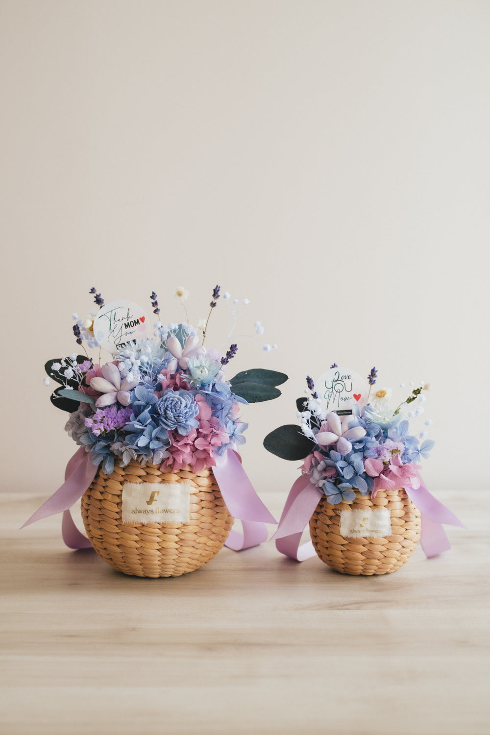 ◆母の日限定◆Flower BAG No.2／カゴバッグアレンジ　5 Mom’s Colors Blue／ブルー  ドライ&amp;プリザーブドフラワー