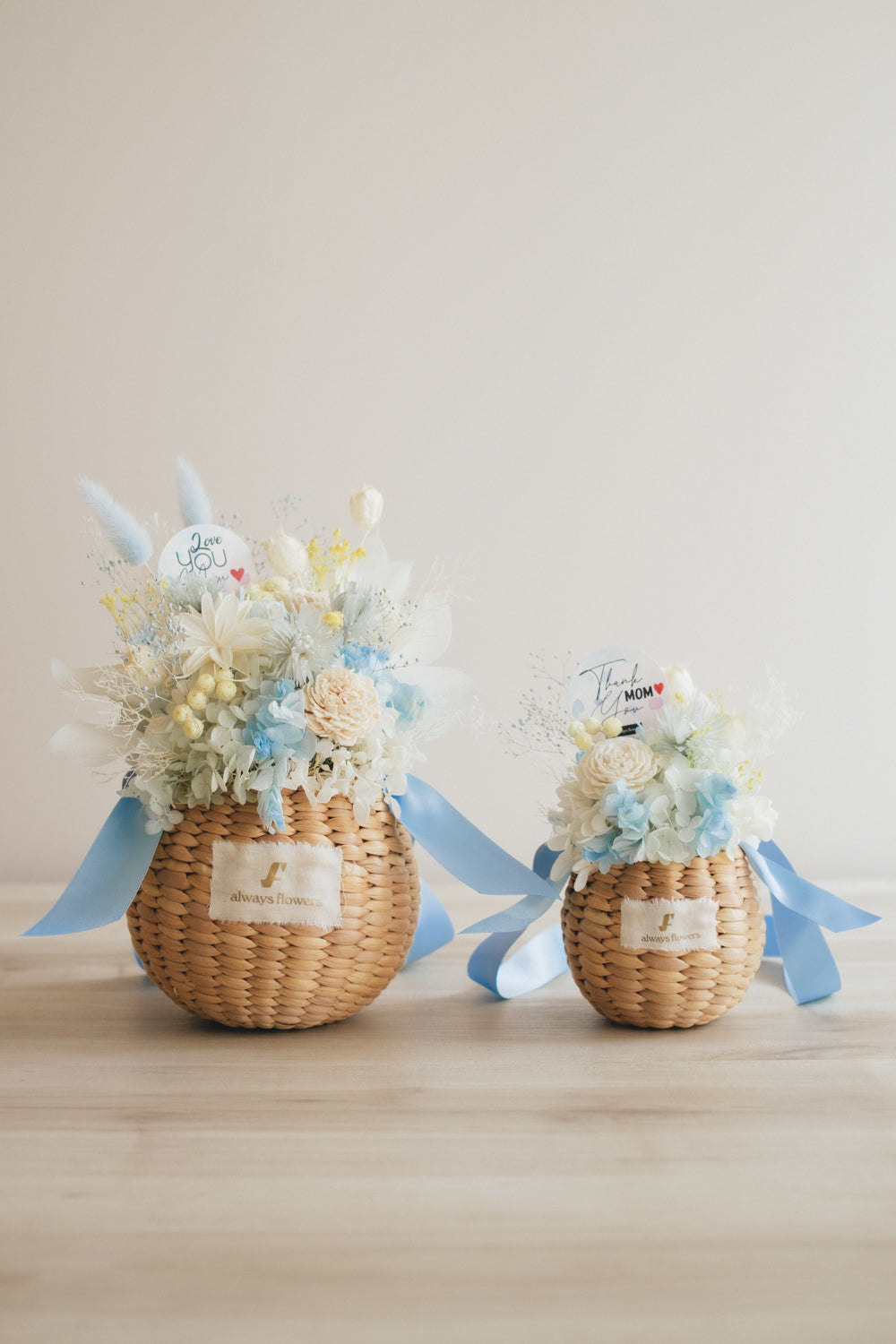 ◆母の日限定◆Flower BAG No.2／フラワーバッグアレンジ　5 Mom’s Colors White／ホワイト  ドライ&amp;プリザーブドフラワー