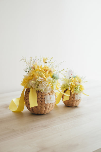 ◆数量限定◆Flower BAG No.2／カゴバッグアレンジ　5 Mom’s Colors Yellow／イエロー  ドライ&amp;プリザーブドフラワー