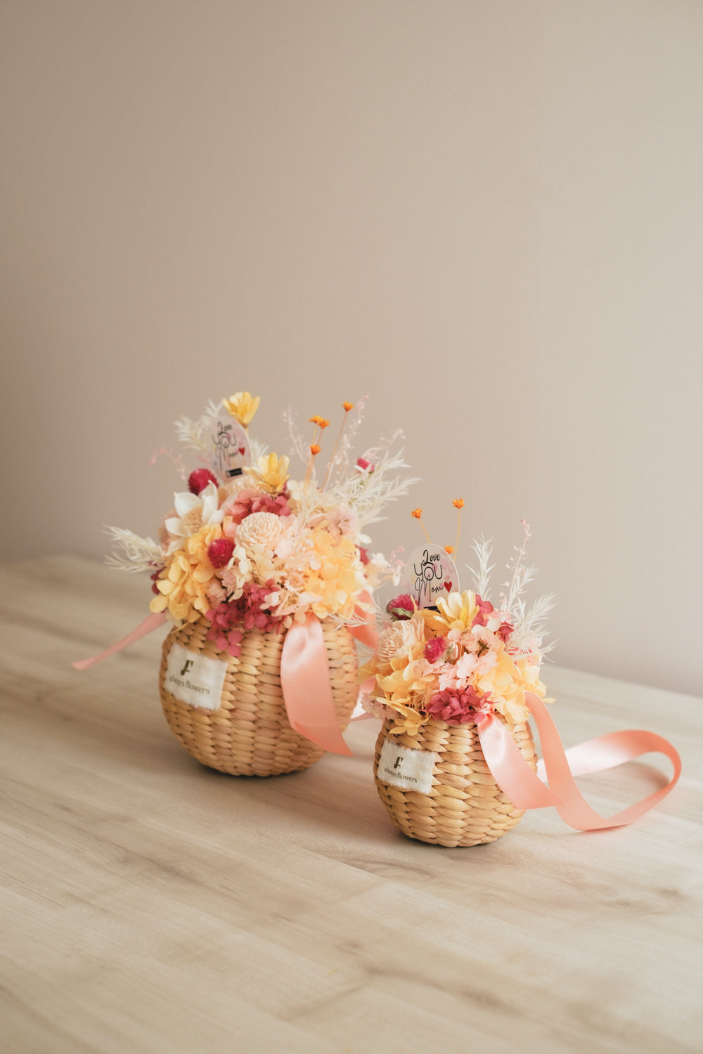 ◆母の日限定◆Flower BAG No.2／カゴバッグアレンジ　5 Mom’s Colors Orange／ドライ&amp;プリザーブドフラワー