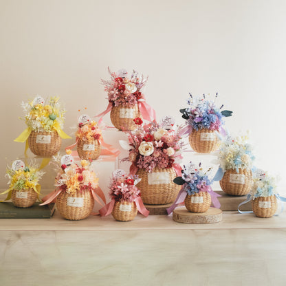 ◆母の日限定◆Flower BAG No.2／カゴバッグアレンジ　5 Mom’s Colors Orange／ドライ&amp;プリザーブドフラワー