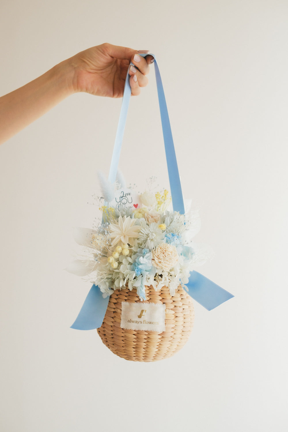 ◆母の日限定◆Flower BAG No.2／フラワーバッグアレンジ　5 Mom’s Colors White／ホワイト  ドライ&amp;プリザーブドフラワー