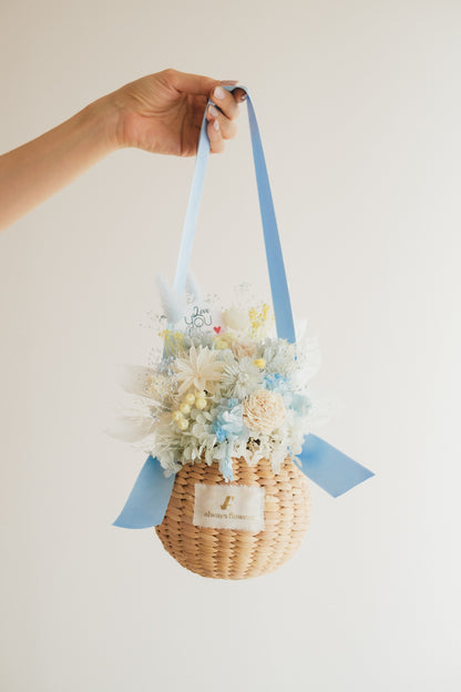 ◆母の日限定◆Flower BAG No.2／フラワーバッグアレンジ　5 Mom’s Colors White／ホワイト  ドライ&amp;プリザーブドフラワー