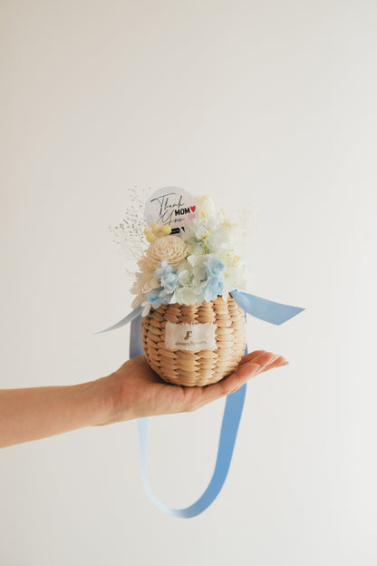 ◆母の日限定◆Flower BAG No.2／フラワーバッグアレンジ　5 Mom’s Colors White／ホワイト  ドライ&amp;プリザーブドフラワー