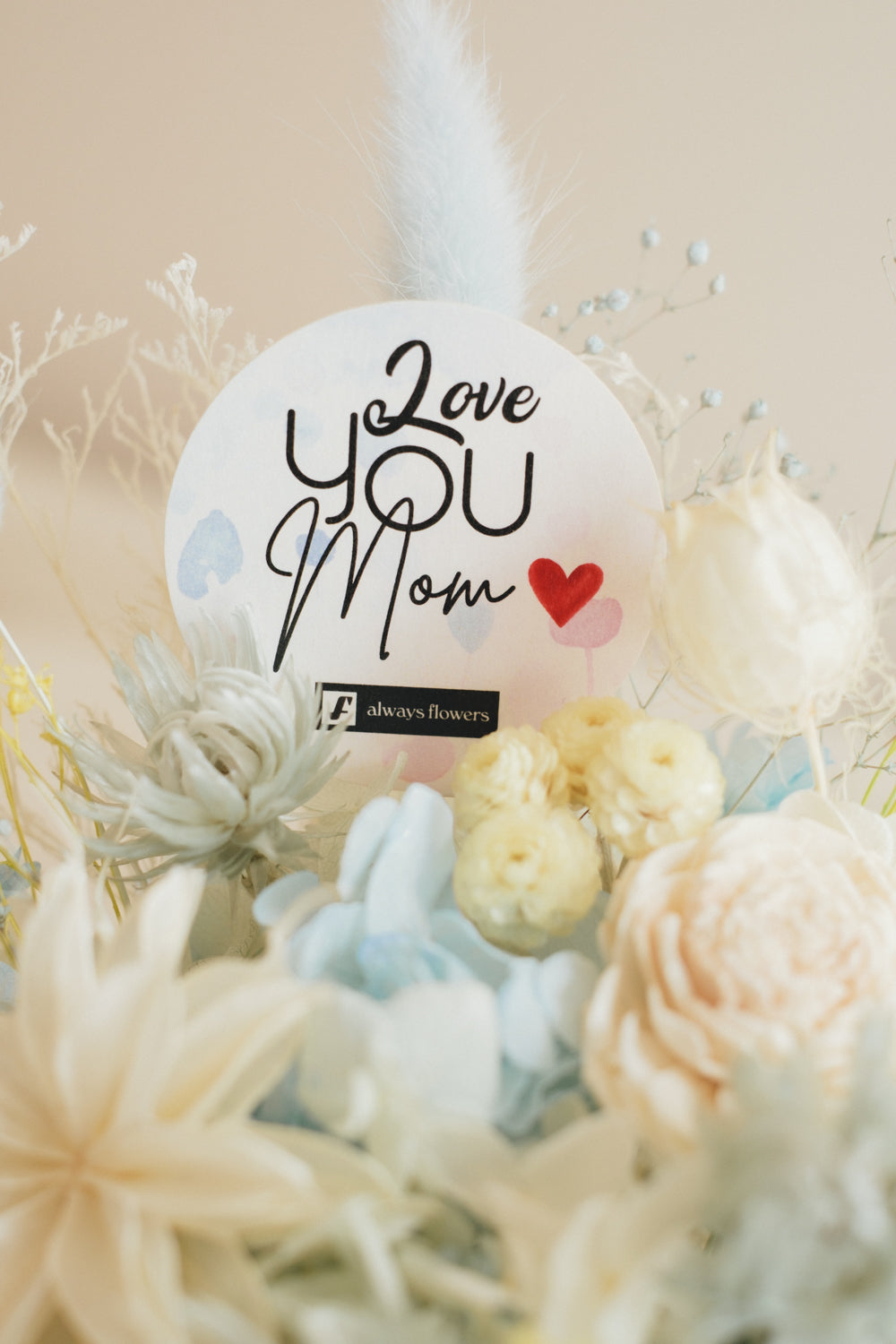 ◆母の日限定◆Flower BAG No.2／フラワーバッグアレンジ　5 Mom’s Colors White／ホワイト  ドライ&amp;プリザーブドフラワー