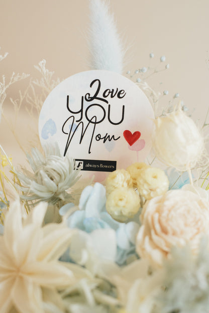 ◆母の日限定◆Flower BAG No.2／フラワーバッグアレンジ　5 Mom’s Colors White／ホワイト  ドライ&amp;プリザーブドフラワー