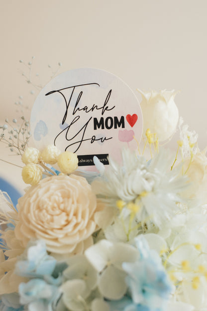 ◆母の日限定◆Flower BAG No.2／フラワーバッグアレンジ　5 Mom’s Colors White／ホワイト  ドライ&amp;プリザーブドフラワー