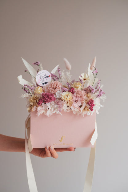 ◆数量限定ピンクバッグ◆Flower BAG No.1／フラワーバッグアレンジ　モアピンクバッグ／カーネーション　ドライ&amp;プリザーブドフラワー