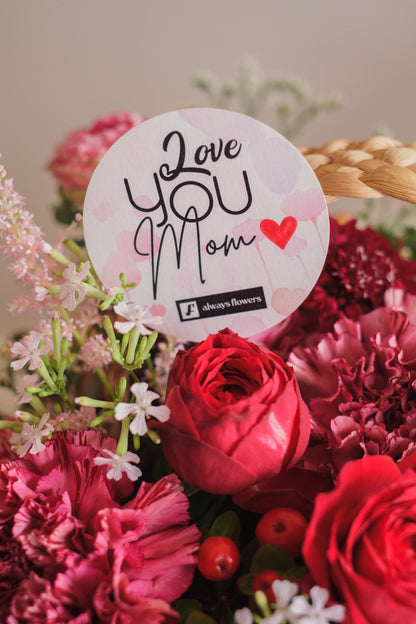 ◆母の日限定◆Flower BAG No.3 ／スクエアカゴバッグ　マムズハート／カーネーション　生花