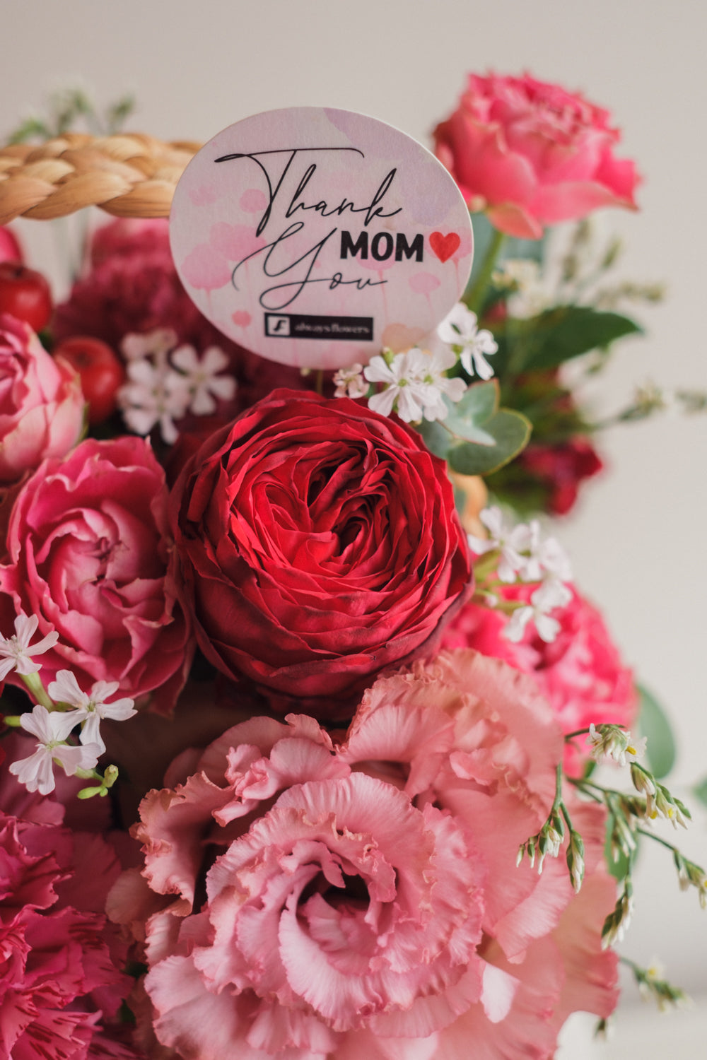 ◆母の日限定◆Flower BAG No.3 ／スクエアカゴバッグ　マムズハート／カーネーション　生花