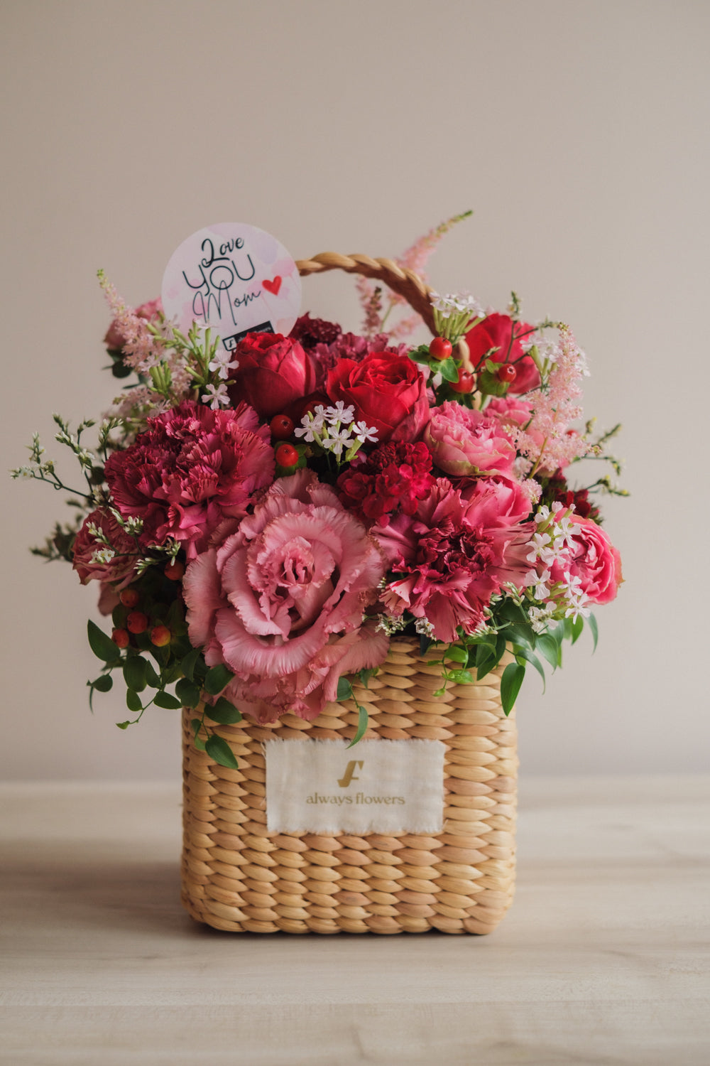 ◆母の日限定◆Flower BAG No.3 ／スクエアカゴバッグ　マムズハート／カーネーション　生花