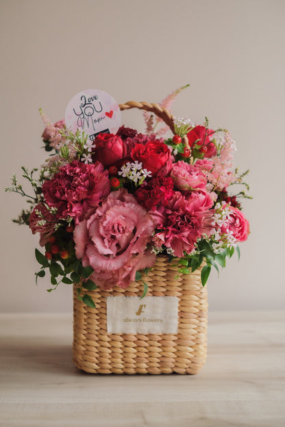 ◆母の日限定◆Flower BAG No.3 ／スクエアカゴバッグ　マムズハート／カーネーション　生花