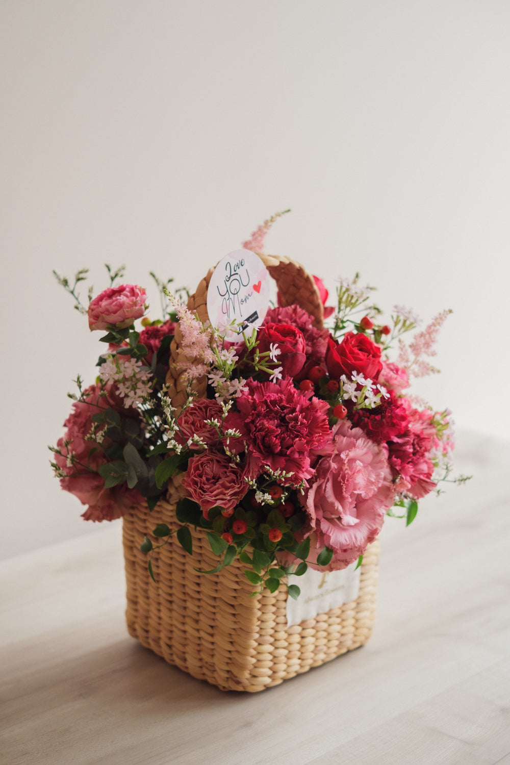 ◆母の日限定◆Flower BAG No.3 ／スクエアカゴバッグ　マムズハート／カーネーション　生花