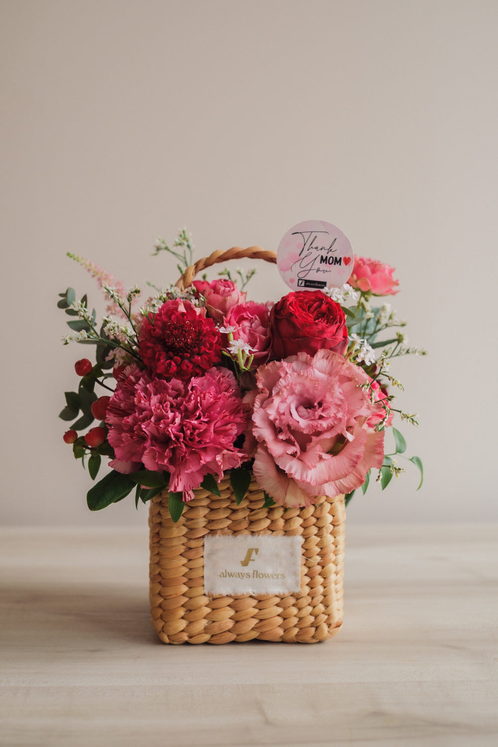 ◆母の日限定◆Flower BAG No.3 ／スクエアカゴバッグ　マムズハート／カーネーション　生花