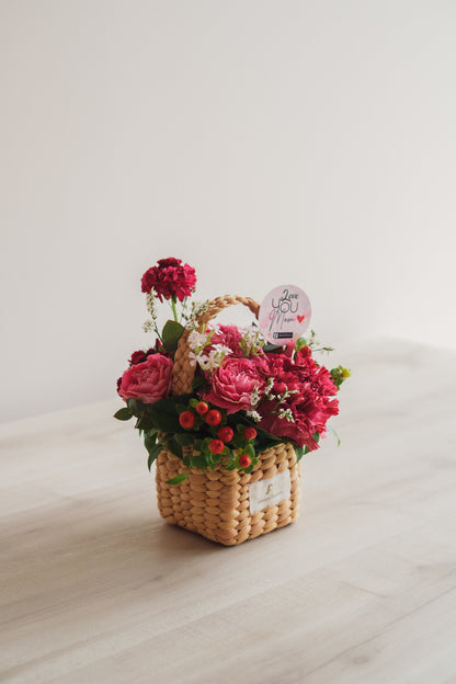 ◆母の日限定◆Flower BAG No.3 ／スクエアカゴバッグ　マムズハート／カーネーション　生花