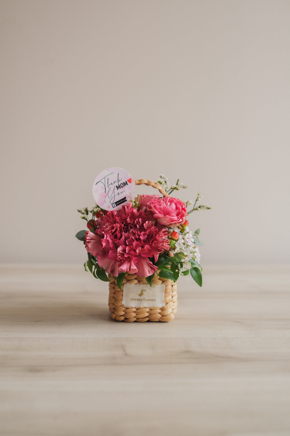 ◆母の日限定◆Flower BAG No.3 ／スクエアカゴバッグ　マムズハート／カーネーション　生花