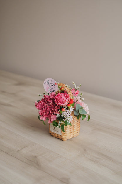 ◆母の日限定◆Flower BAG No.3 ／スクエアカゴバッグ　マムズハート／カーネーション　生花