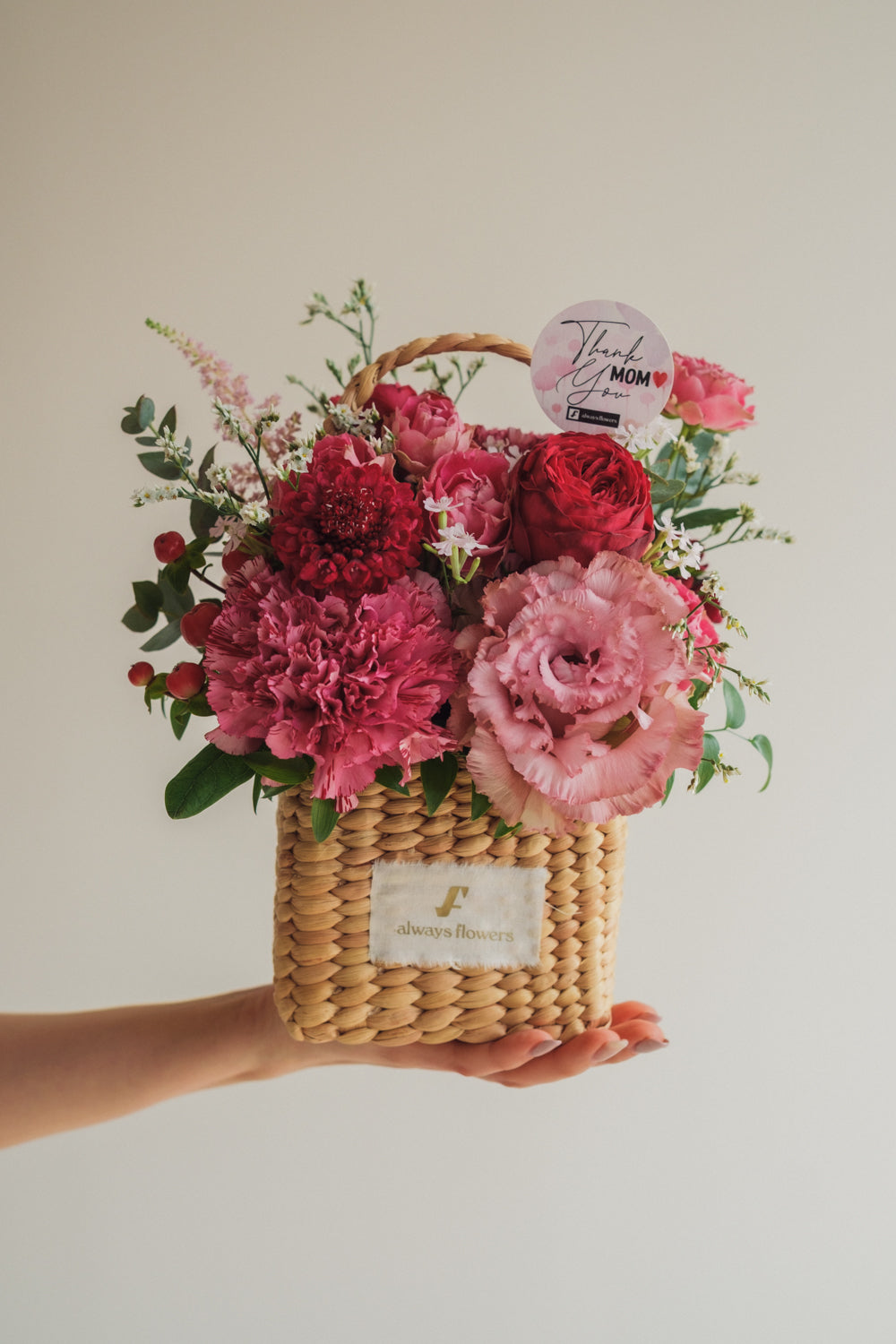 ◆母の日限定◆Flower BAG No.3 ／スクエアカゴバッグ　マムズハート／カーネーション　生花